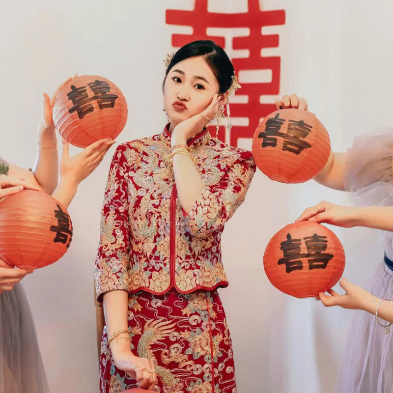 Wedding Room Small Decorative Ornaments Festive Red Double Happiness Lantern Chinese Wedding Arrangement Tree Hanger Decoration 3D Photo Prop