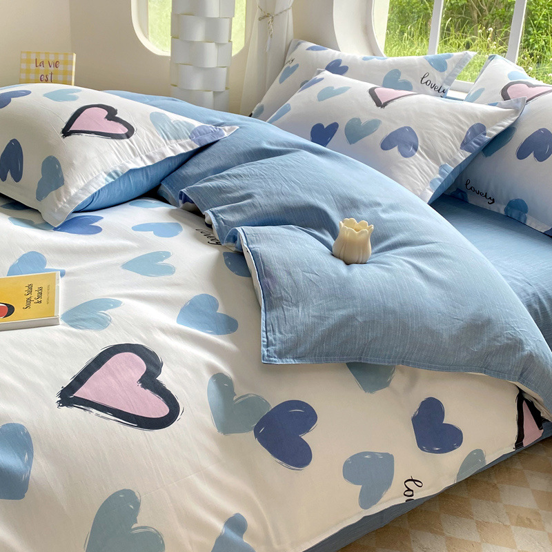 Ropa de cama de tres piezas de dormitorio de algodón fresco 4 ropa de cama de cuatro piezas de algodón 100 sábanas fundas de edredón