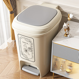 Pedaling Trash Bin Office Bathroom Living Room Large Capacity Kitchen Household Stamping Storage Bucket Waste Bin Foot with Lid