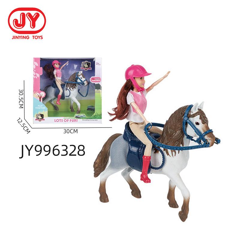 Simulación de suministro transfronterizo Rancho granja de caballos modelo estático equitación niña traje arena Mesa decoración modelo niño juguete