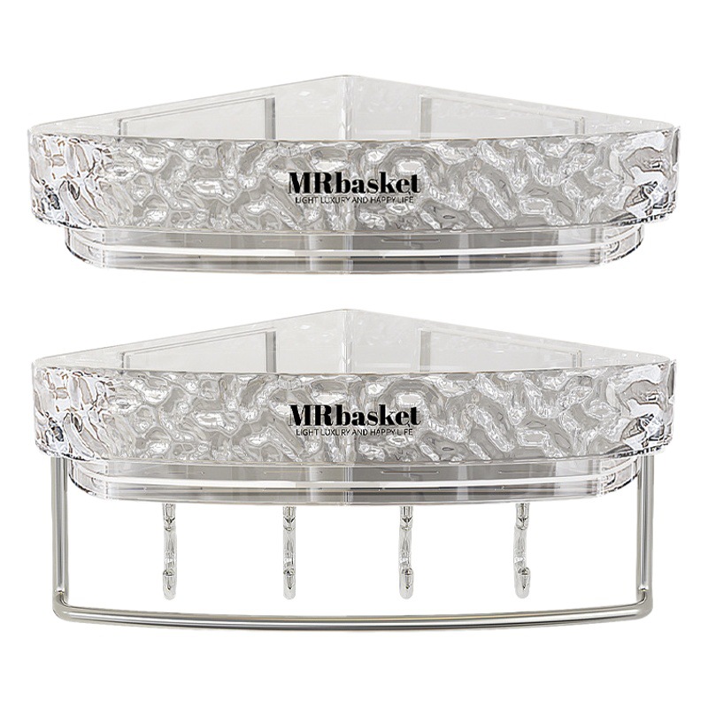 Estante de almacenamiento de triángulo de inodoro Estante de baño sin perforaciones Estante de almacenamiento de esquina de trípode montado en la pared