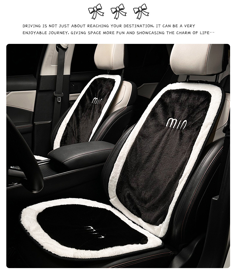 Winter plush car seat cushion, warm and thickened, popular rabbit fur with white edges, single-piece car seat cover