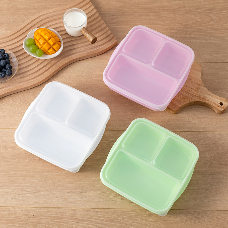 Caja de almuerzo de oficina sellada con caja de almuerzo para estudiantes tres particiones con cubierta caja de preservación fresca puede calentarse por microondas caja de almuerzo
