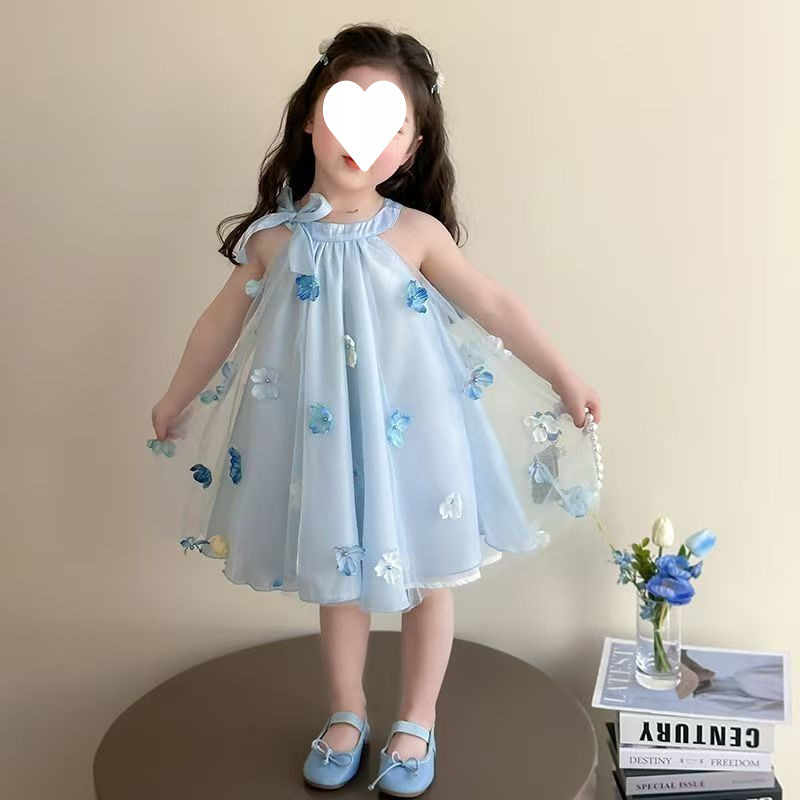 裙子女夏儿童公主女童连衣裙夏季2025新款立体裙子花朵纱裙中大童|undefined