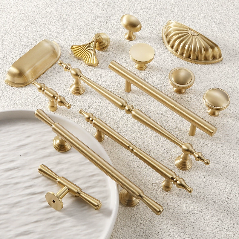 Французский латунный ящик ручка современный простой легкий и роскошный кремовый ветер новый китайский кулон обуви шкаф шкаф дверная ручка