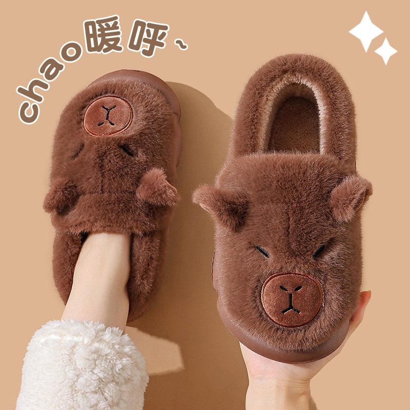 Zapatillas de algodón Capiballa, zapatillas de algodón de invierno cálidas y espessadas para parejas en casa, zapatos de algodón capilares para hombres.