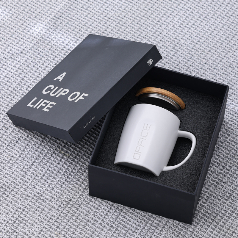 Tazas de cerámica talladas tazas de café tazas de agua tazas de acero inoxidable tazas de oficina cubiertas de bambú LOGO publicidad