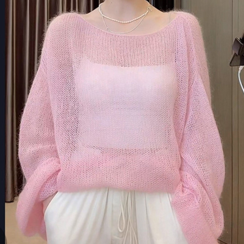 2026 Summer Hollow Out Knit Sweater Women's Thin Casual Stylish Loose Sweater Sun Protection Cover-Up Jacket