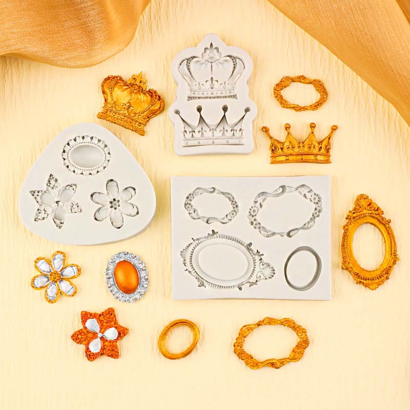 Utensilios para hornear Marco retro europeo Joyería Corona Herramientas de molde de silicona Molde de pastel de fondant Molde de chocolate