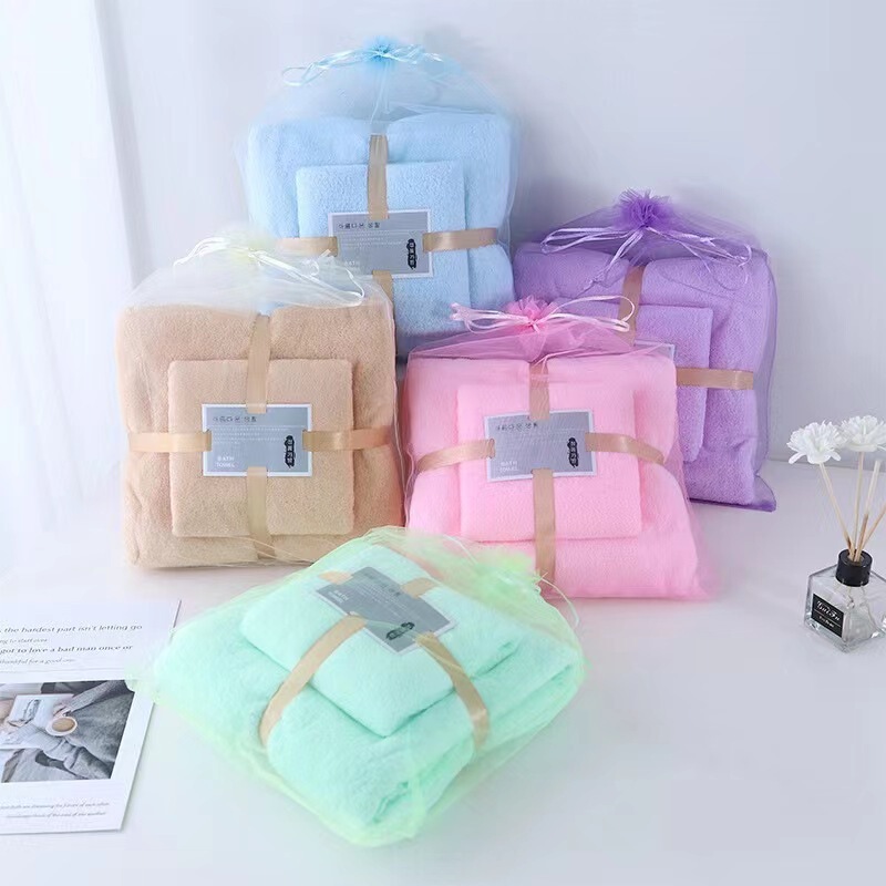 Coral Velvet Bath Towel Set, Absorbent, Quick-Drying, Face Wash, Bath Towel, Adult Towel, Bath Towel Gift Set