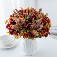 跨境仿真花北欧小茶苞婚庆客厅摆件餐桌摆设装饰花束拍摄道具假花
