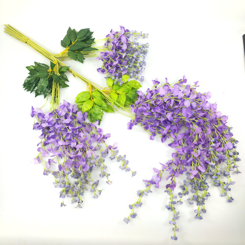 人工藤の花、豆の花、偽物の花、造花、緑の植物、リビングの天井、壁掛けの花、藤、結婚式の装飾、卸売|undefined