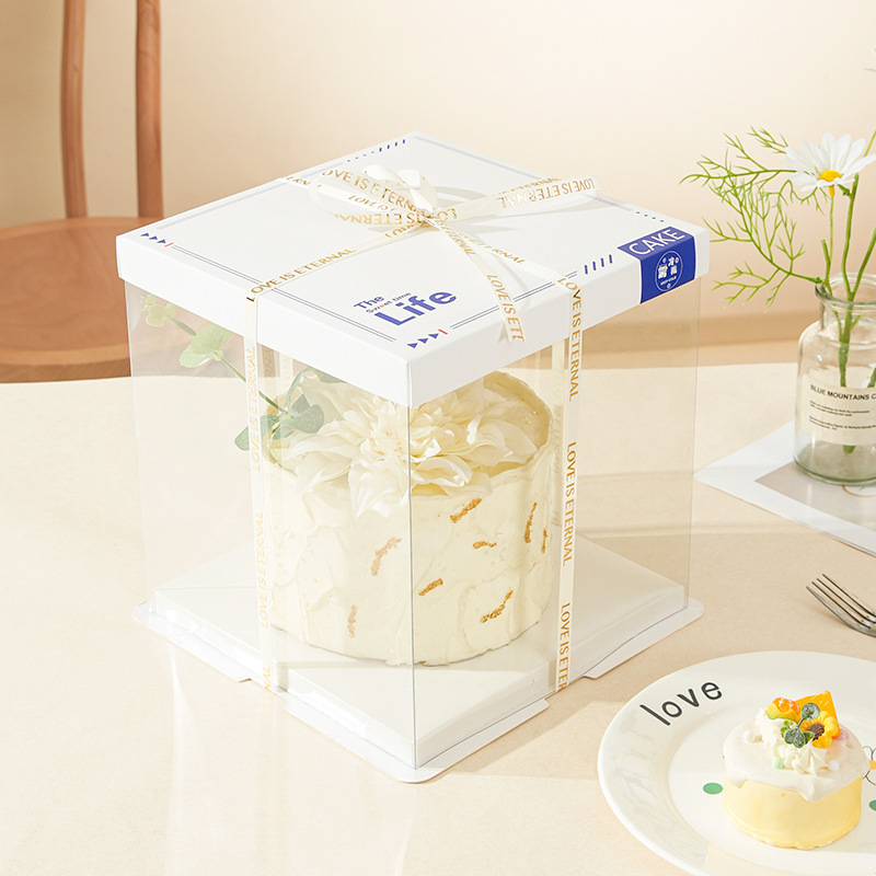 Caja de pastel transparente Caja de embalaje Caja de regalo Caja transparente Baloncesto de cumpleaños Caja de regalo de graduación Regalo rojo neto