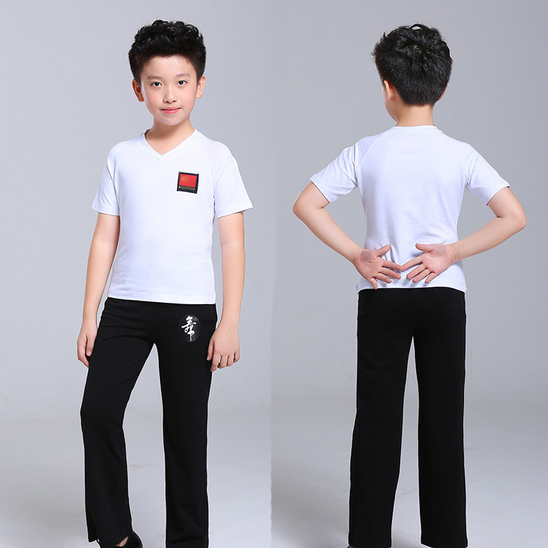 924 short sleeve White + Dance word trousers Black