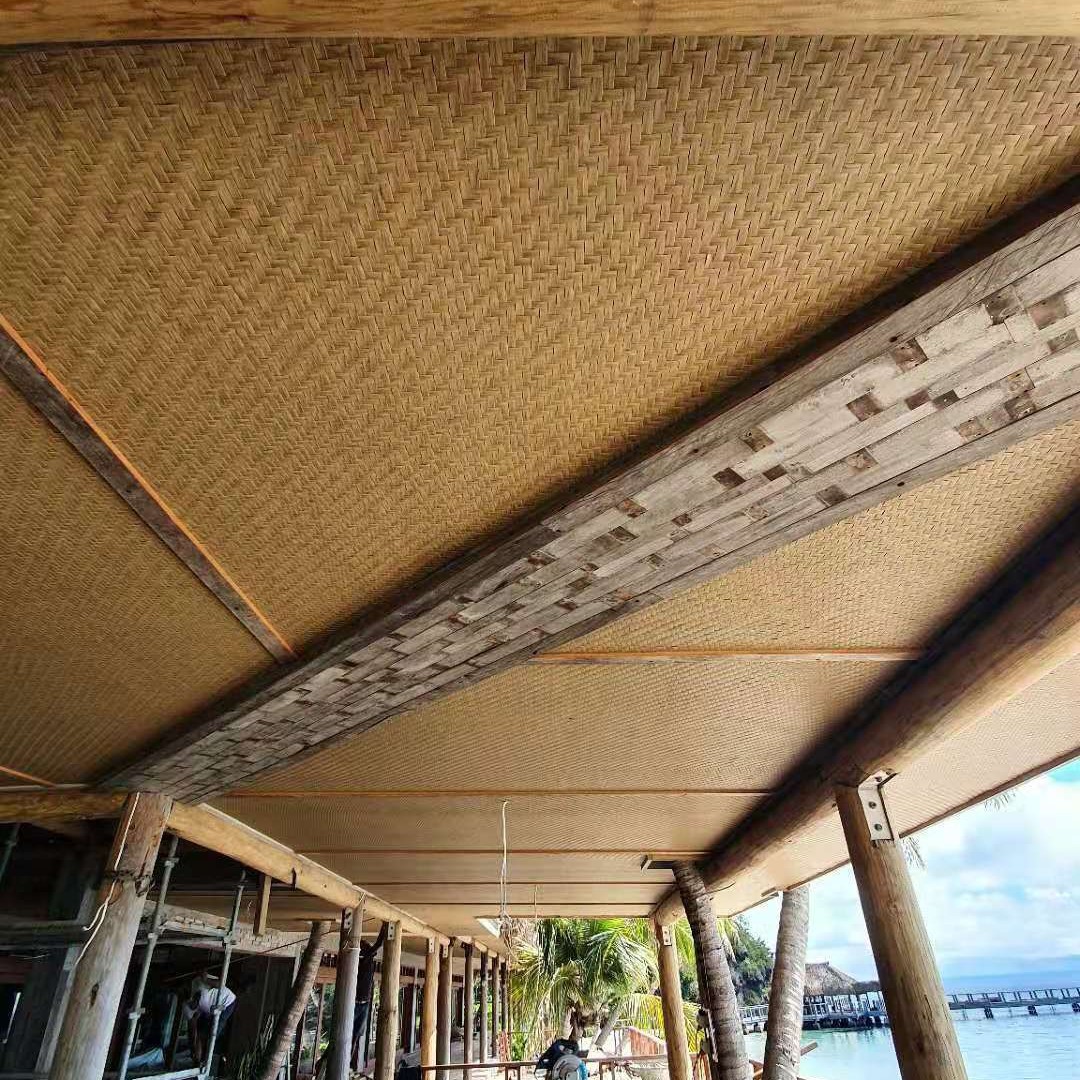 (仿真竹席)吊顶凉席竹席景区别墅客栈吊顶复古草席防火阻燃防虫潮