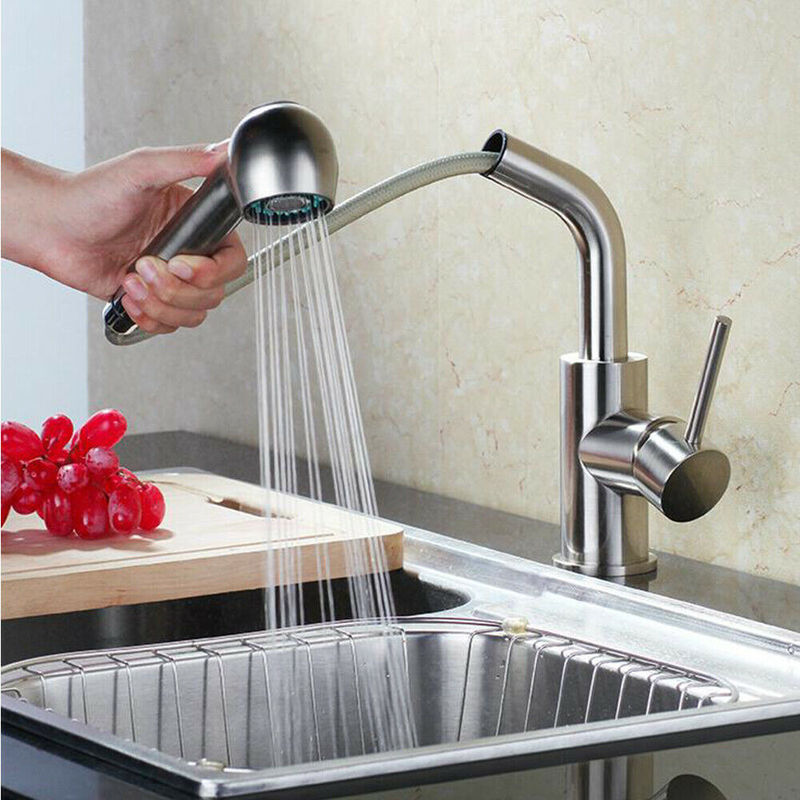 SUS304 stainless steel dual-function pull-out kitchen faucet sink faucet pull-down pipe faucet