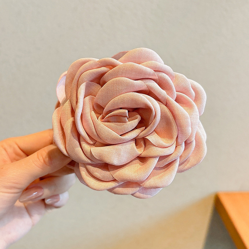 超仙唯美玫瑰花发饰仿真花夹海边度假风抓夹拍照绝美半扎发鲨鱼夹|undefined