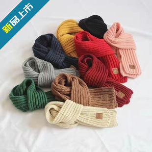2025 New Children's Scarf Autumn and Winter Parent-Kids Student Children's Small Scarf Women's Easiest for Match Warm Knitted Wool Short Style