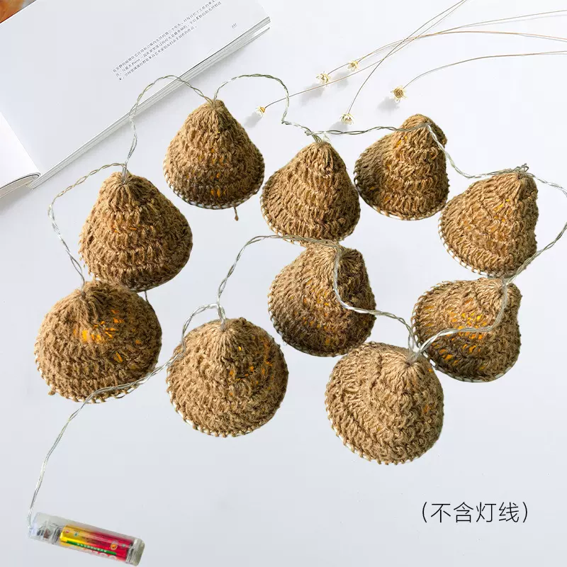 手工编织麻绳装饰灯串灯罩民宿质朴复古空间装饰灯罩创意空中吊饰