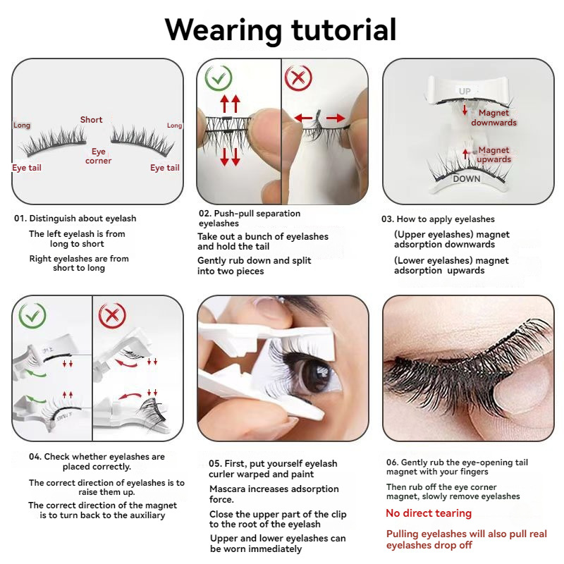 Pestañas postizas de succión magnética transfronteriza dos pares de pestañas cuánticas pestañas gruesas y delgadas al por mayor 5 pestañas magnéticas