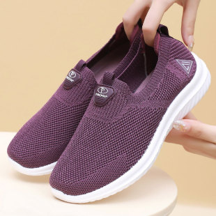 Spring and Summer Old People's Shoes Old Beijing Cloth Shoes Women's Single-layer Shoes Breathable Non-slip Loose Slip-on Flat Sports Shoes for Mothers