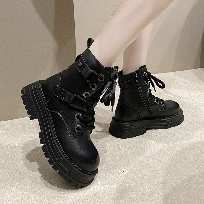 Martin short spring and autumn single bo, 2024 new cotton shoes, winter plush women's true soft leather motorcycle_voghion.com