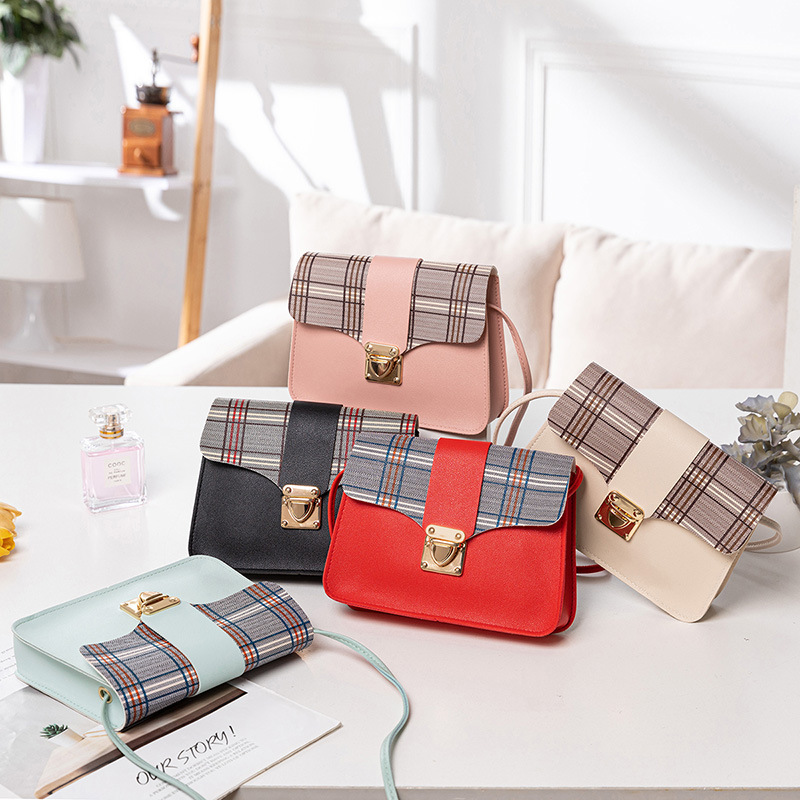 Cross border Consignment lady One shoulder Color matching Square bag Foreign trade wholesale 2021 New products Messenger Lock catch coin purse