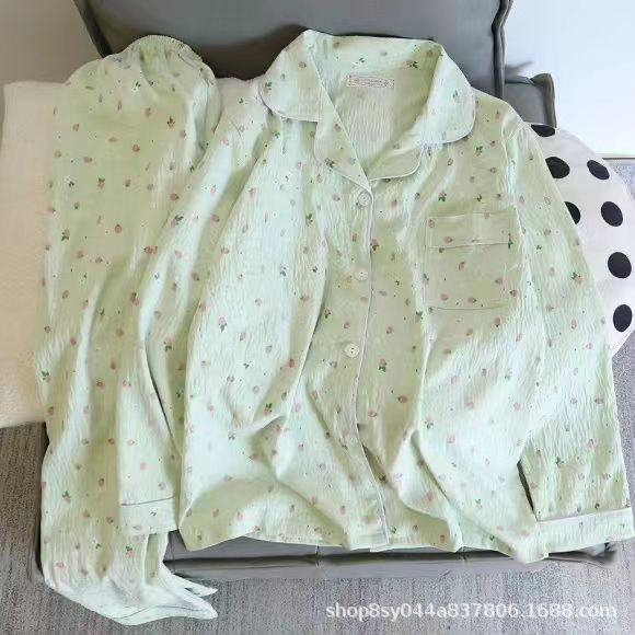 Dolce niña encantadora caricatura perro impresión pijama mujer primavera y otoño nuevo suelto pantalones largos de mangas largas set de ropa para el hogar