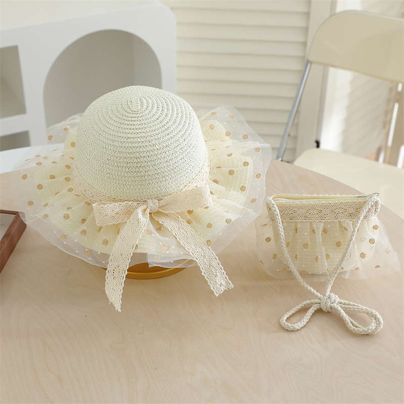 Polka Dot Straw Hat-Milk White