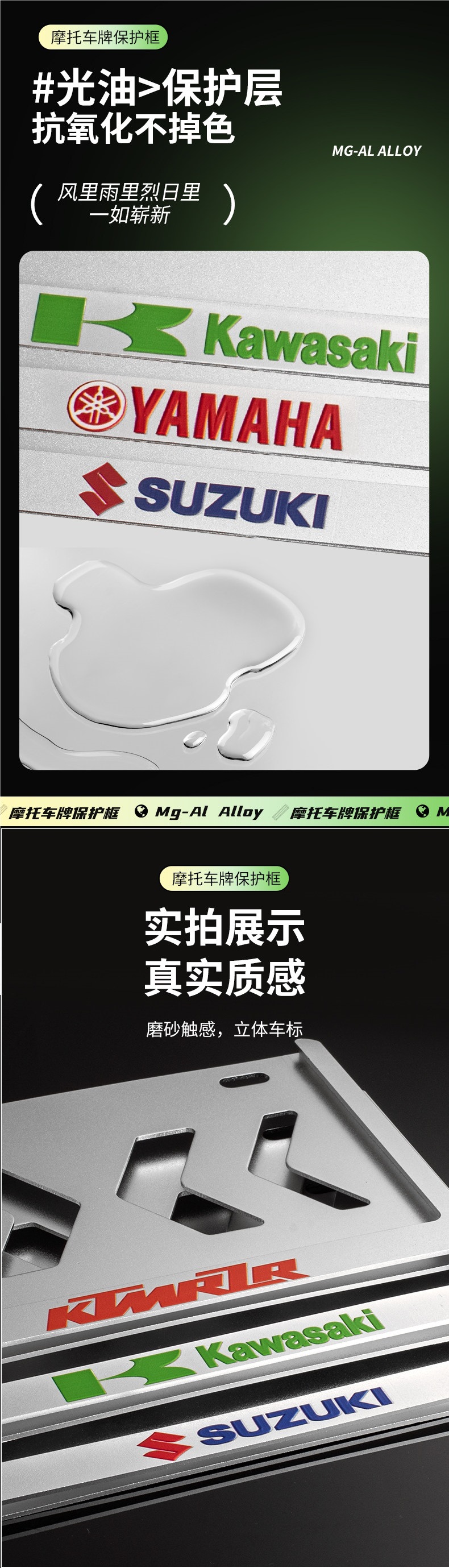 Motorcycle rear license plate frame, license plate holder, license plate bracket, motorcycle cover, pedal license plate frame, suitable for Yamaha and Kawasaki