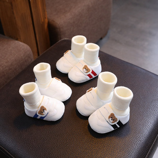 Spring, autumn and winter baby shoes 0-1 years old 3-6-9 months old boys and girls soft bottom toddlers do not drop cloth shoes and socks 12
