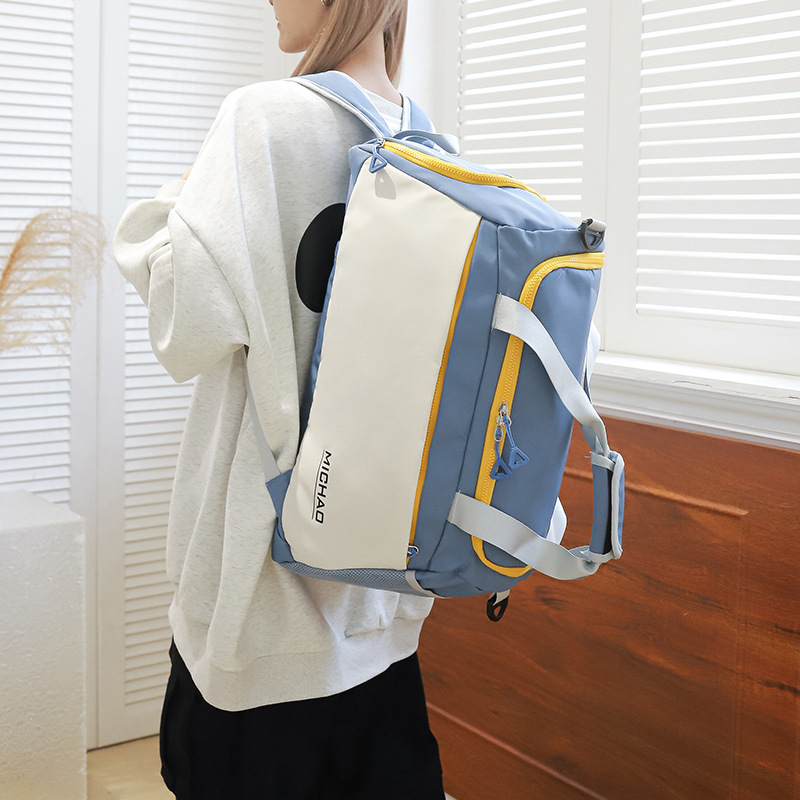 Bolsa de fitness, bolsa de viaje de gran capacidad, bolsa de ejercicio de entrenamiento de separación de seco y húmedo, bolsa de viaje de corta distancia de almacén de zapatos independiente para mujer