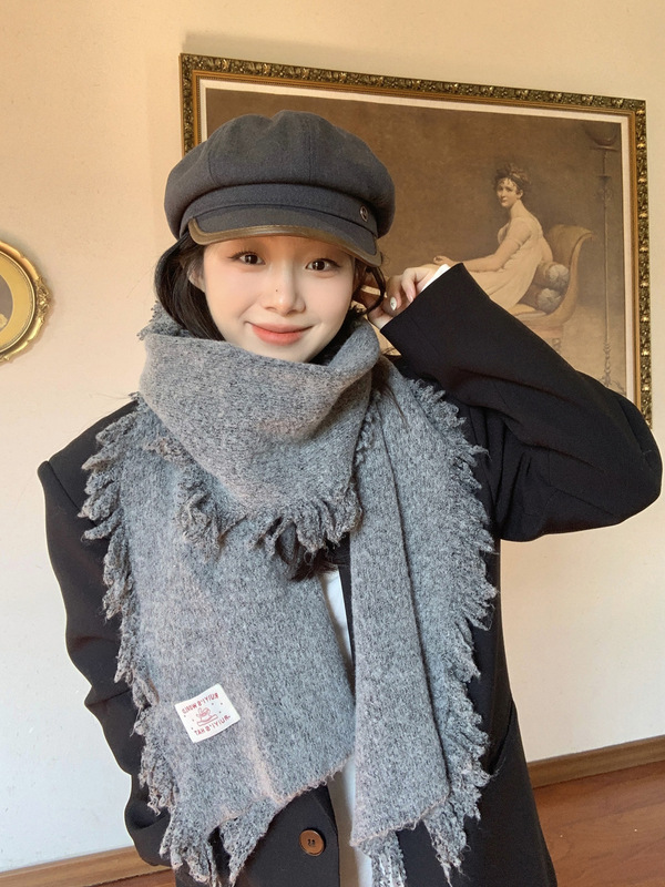 韩系氛围感baby蓝色针织围巾女2025新款秋冬学生百搭护颈保暖围脖|undefined