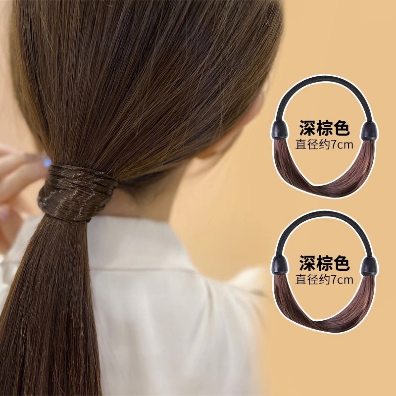 Peluca, lazo para el cabello, cola de caballo, cuerda para el cabello de simulación, cuerda para la cabeza, 2025 nueva funda de cuero para mujer con banda de goma de alta gama
