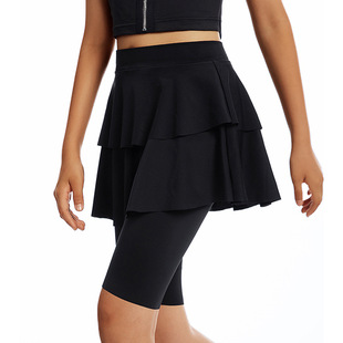 Girls' Tennis Skirt Children's Sports Skirt Gym Running Leggings Black High Waist Thin Outer Wear Women's Summer