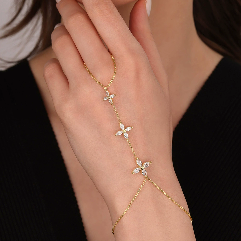 Трансграничные взрывные цветы браслет простой темпераментный дамы со стразами браслет на спине модные браслеты hand chain