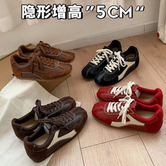 MuXuan~ 小个子内增高德训鞋女新款复古美拉德阿甘休闲鞋运动板鞋