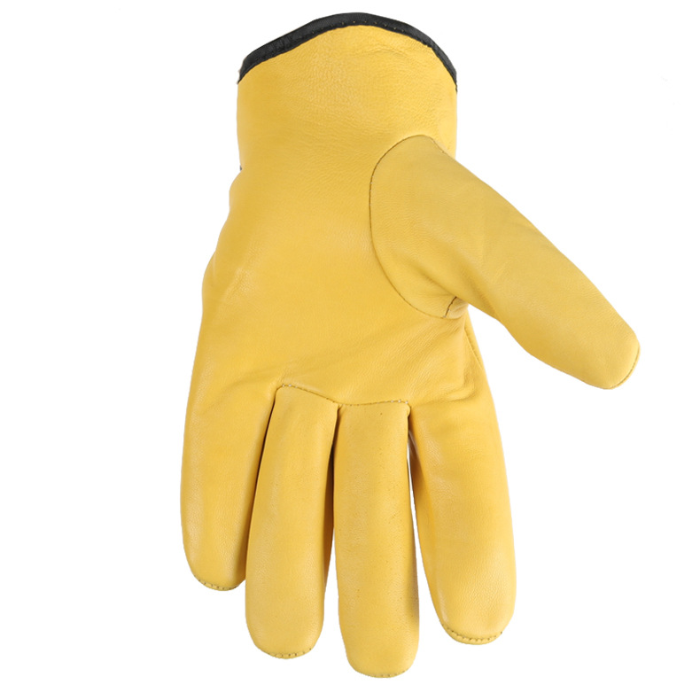 Customizado guantes de reparación mecánica de piel de oveja dorada guantes de soldadura guantes de soldadura de argón guantes de una sola capa a prueba de quemaduras