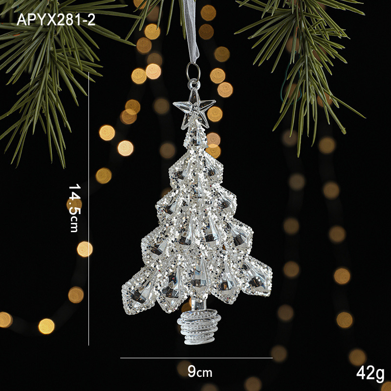 クリスタル質感Swanlaceアクリルキラキラ透明雪クリスマスツリーペンダント鈴装飾品|undefined