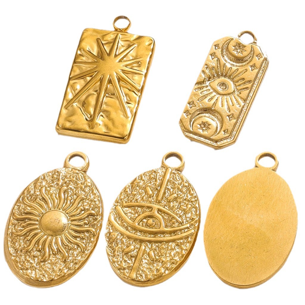 Acero inoxidable Tarot Sun Star Mangs Collar de viento Colgante 18K al vacío chapado en oro Accesorios de joyería de bricolaje