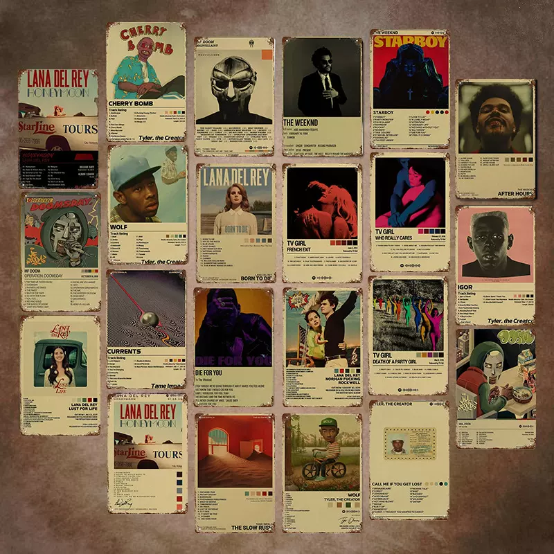 严选跨境热销美式复古音乐专辑装饰铁皮画悬挂海报现代家居装饰画