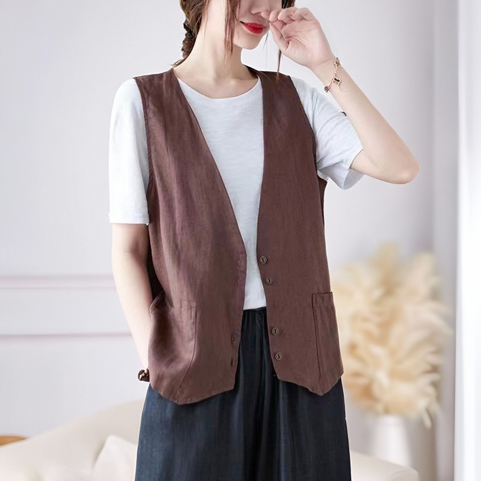 Primavera, verano, otoño, chaleco sin mangas, chaqueta, chaqueta de moda para mujeres