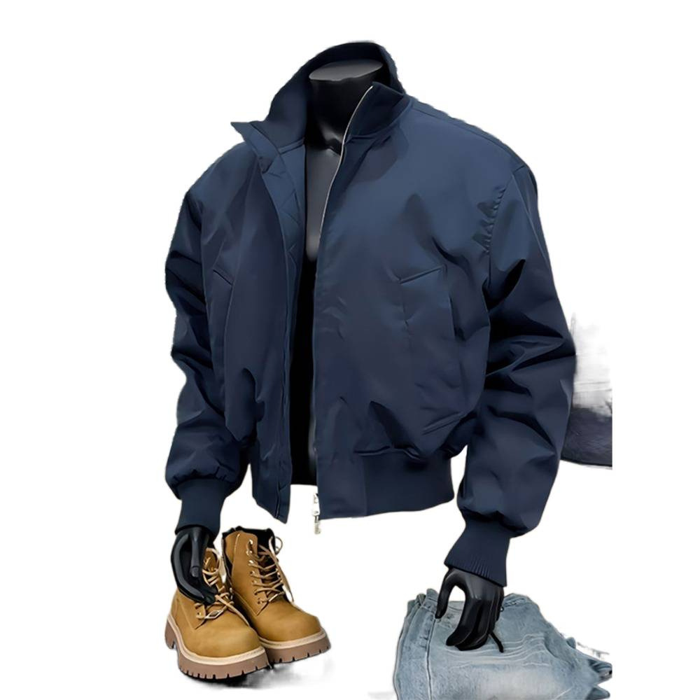 Stand Up Baseball Jacket, Cotton Jacket, Versatile Bread Jacket, Silhouette Pilot Jacket_voghion.com