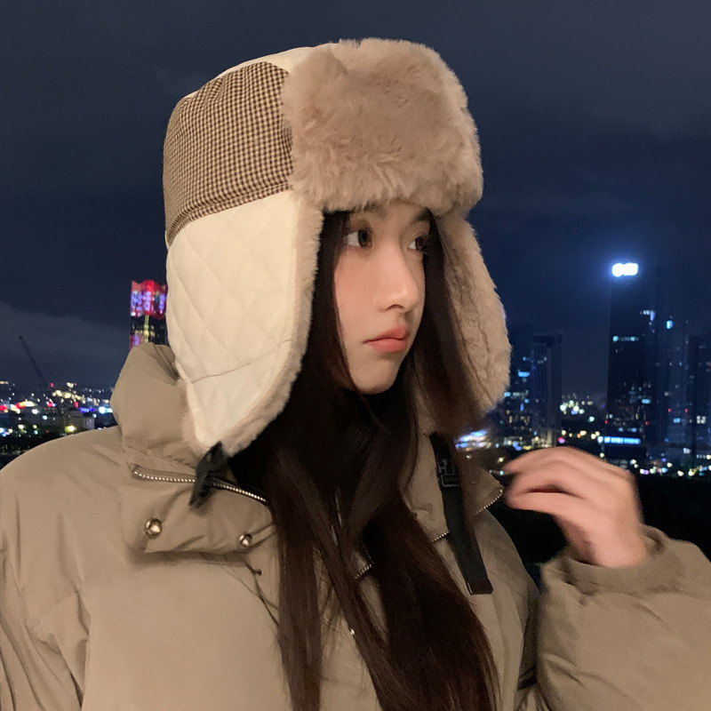 韩版秋冬帽子女款时尚百搭加绒保暖雷锋帽户外防寒防风护耳飞行帽|undefined