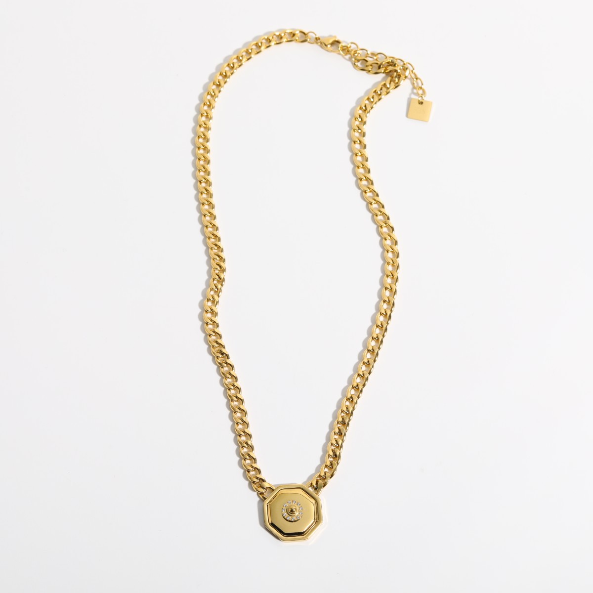 Unisex Fashion Geometric Titanium Steel Zircon Bracelets Necklace Gold Plated Stainless Steel Neckla