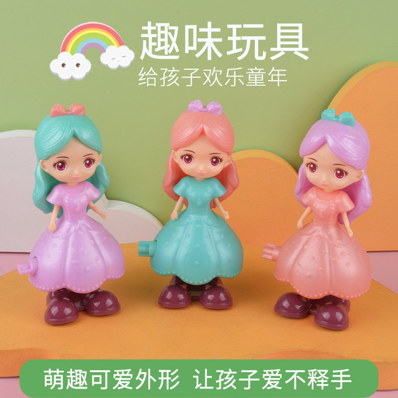 Winding Clockwork princesa niña juguete de dibujos animados lindo salto niña niños educativos muñeca fuente la fábrica al por mayor