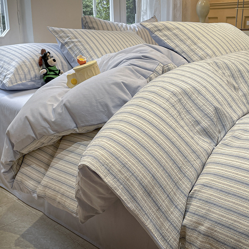 A class cotton jacquard four sets of washing cotton ins Wind 40 satin small fresh Nantong home textile wholesale group purchase