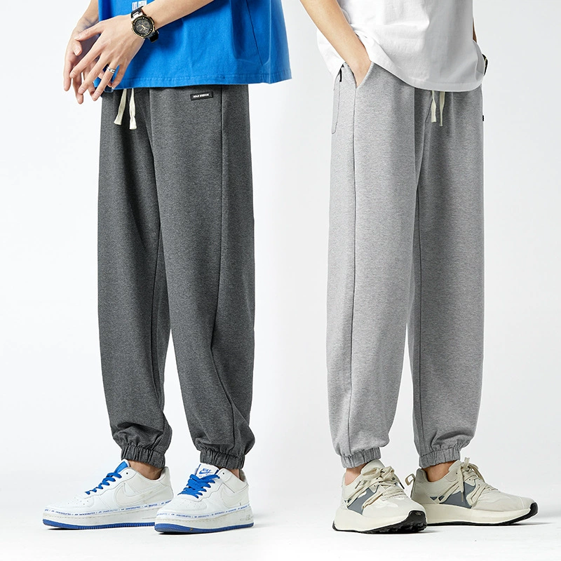 Летние тонкие брюки Мужские модные брендовые рабочие брюки с носком Повседневные брюки с широкими штанинами Весна и осень Спортивные брюки Серые спортивные штаны для мужчин