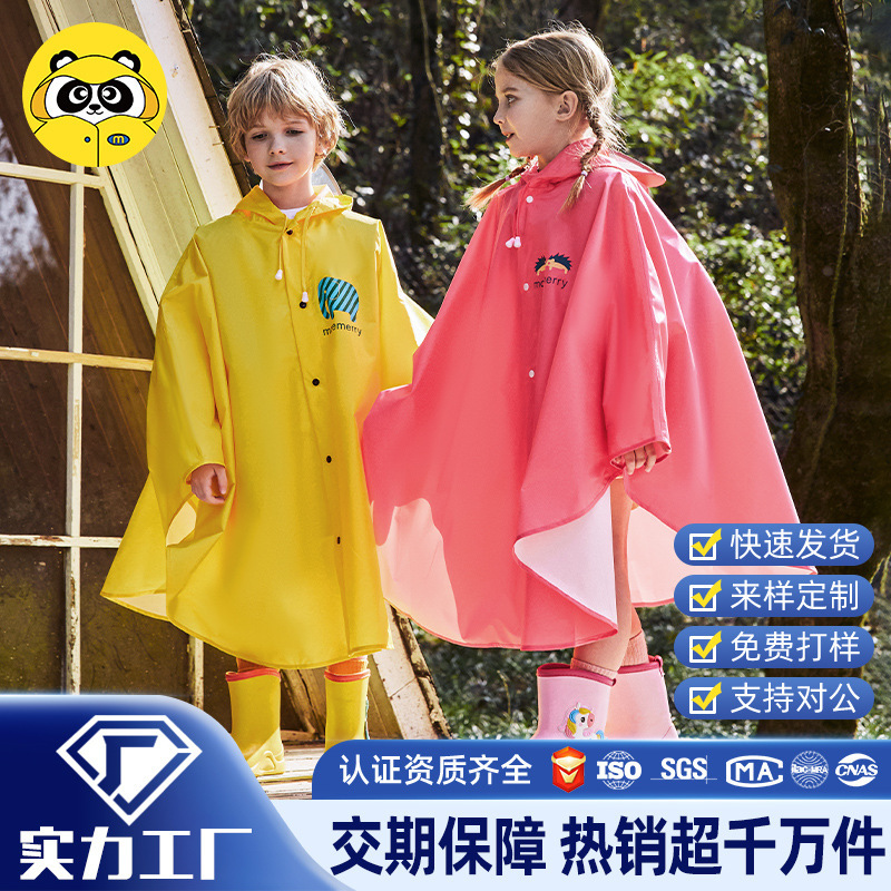 Mumeng Children's Raincoat Korean Style with Backpack Space for Boys and Girls, Cycling Rain Poncho, Hiking Waterproof Cape, Custom Raincoat