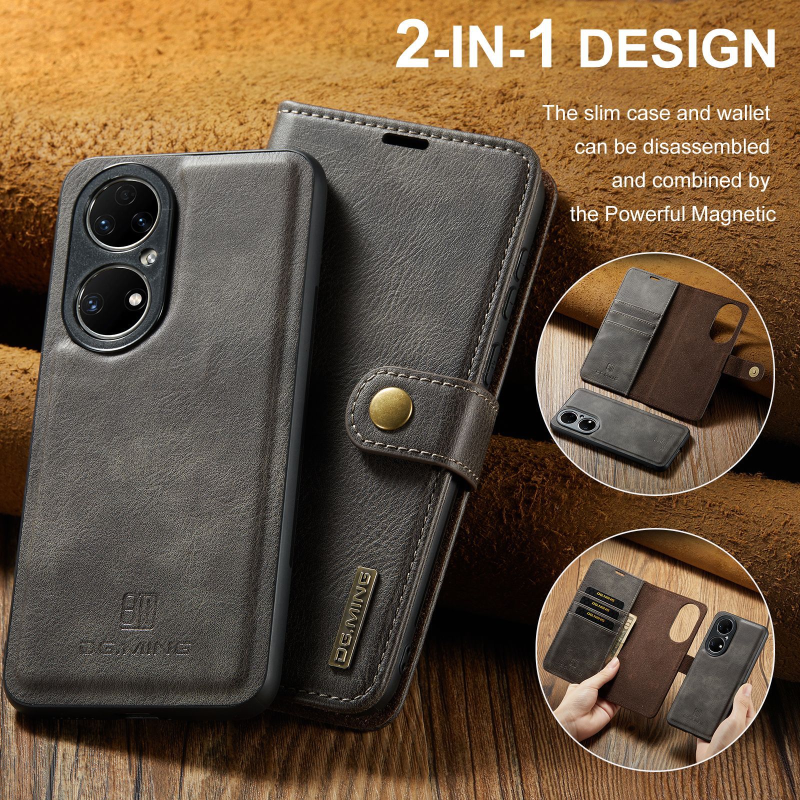 Magnetische Handyhülle Aus Leder Für Huawei P50 Und P50 Pro_voghion.com